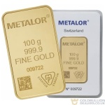Metalor 100 Gram Gold Bar