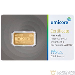 2.5 Gram Umicore Gold Bar