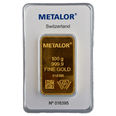 Buy Gold Bullion: Invest in a 100 Gram Gold Bar from Metalor