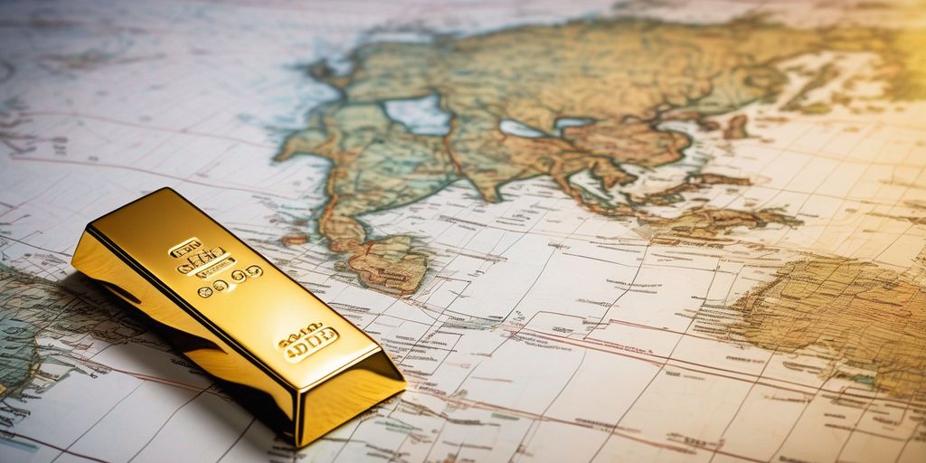 gold bar on financial charts with global map background