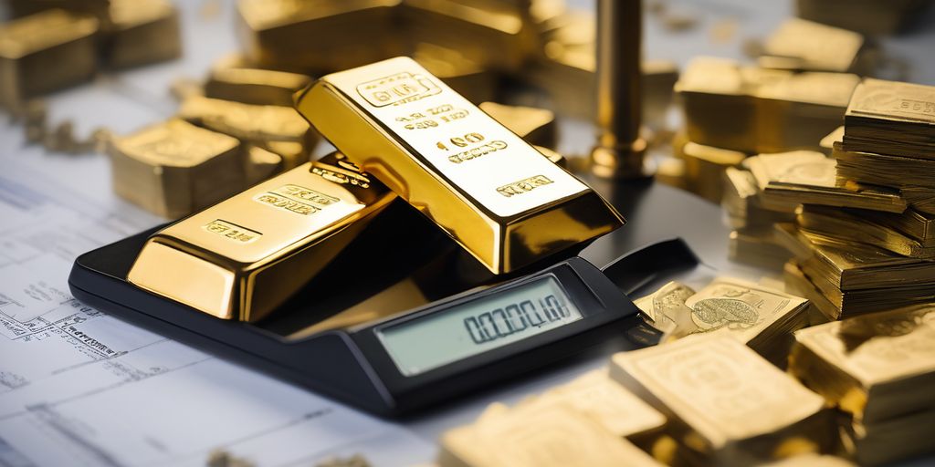 gold bars on a scale with financial documents in the background