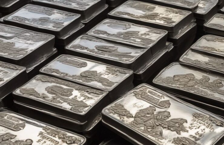 silver bullion being sold in a marketplace